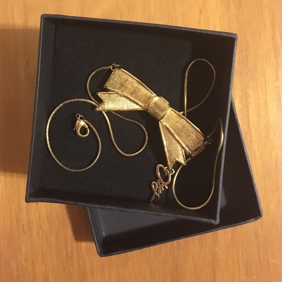 NEW Obey "Stay Classic" gold bow bar necklace - Picture 3 of 4